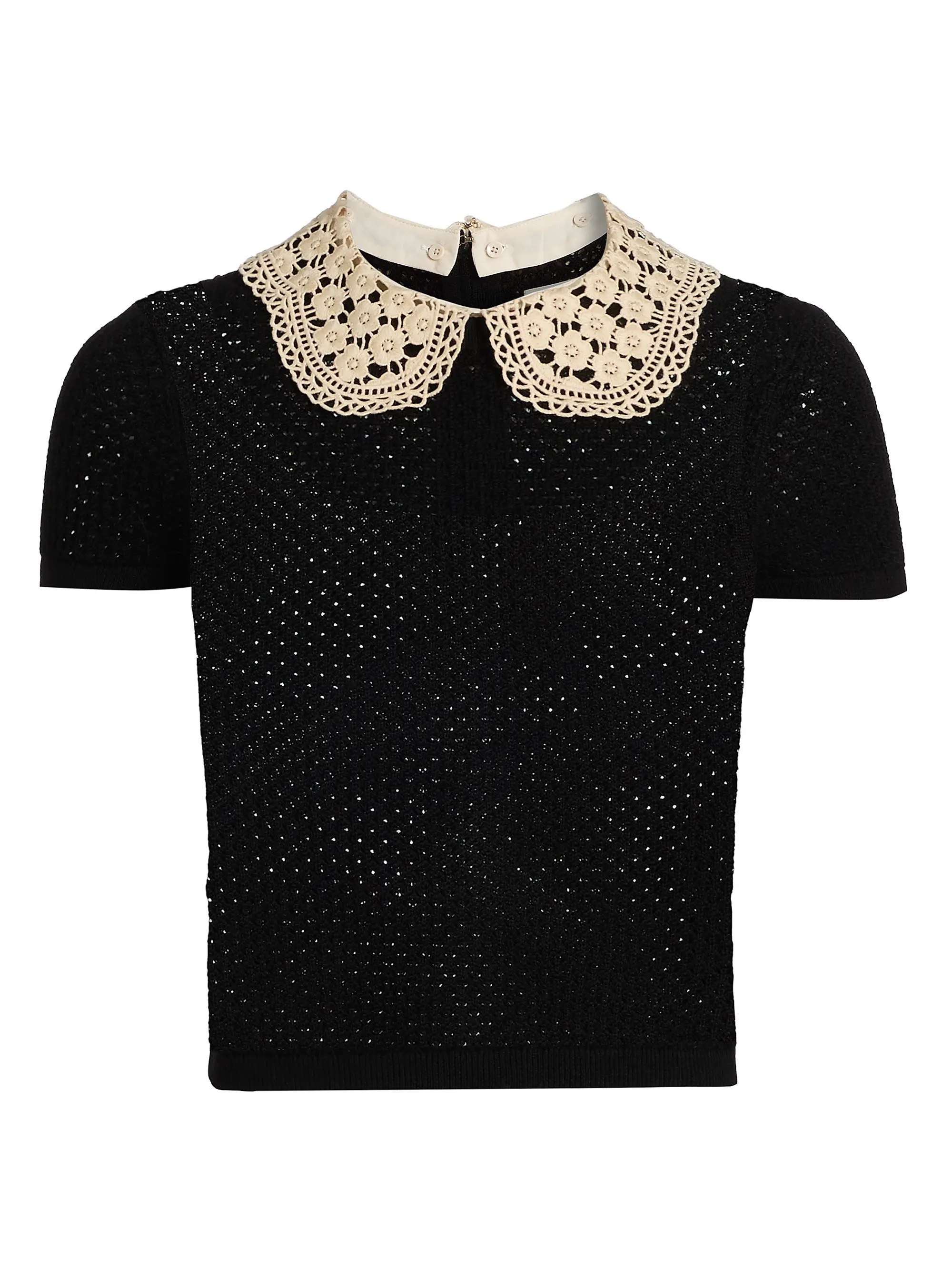 Alice + Olivia Ciara Lace Collar Top | Saks Fifth Avenue | Saks Fifth Avenue