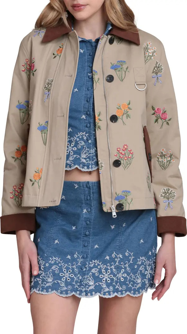 Embroidered Floral Cotton Chore Jacket | Nordstrom