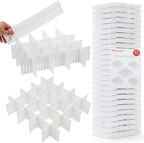 Flytianmy 40Pcs Drawer Dividers Adjustable Drawer Storage Organizer for Clutter Kitchen Cutlery D... | Amazon (US)