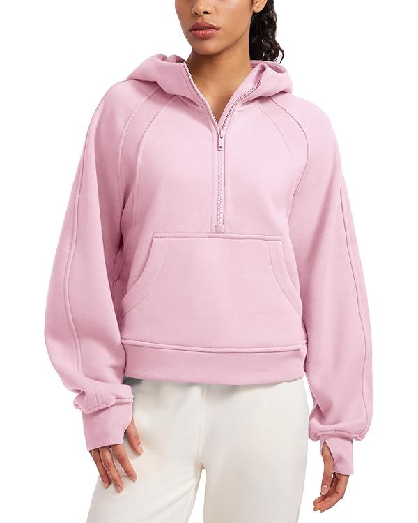 CRZ YOGA Womens Fleece Lined Half Zip Hoodies Pullover Oversized Long Sleeve Casual Workout Sweat... | Amazon (US)