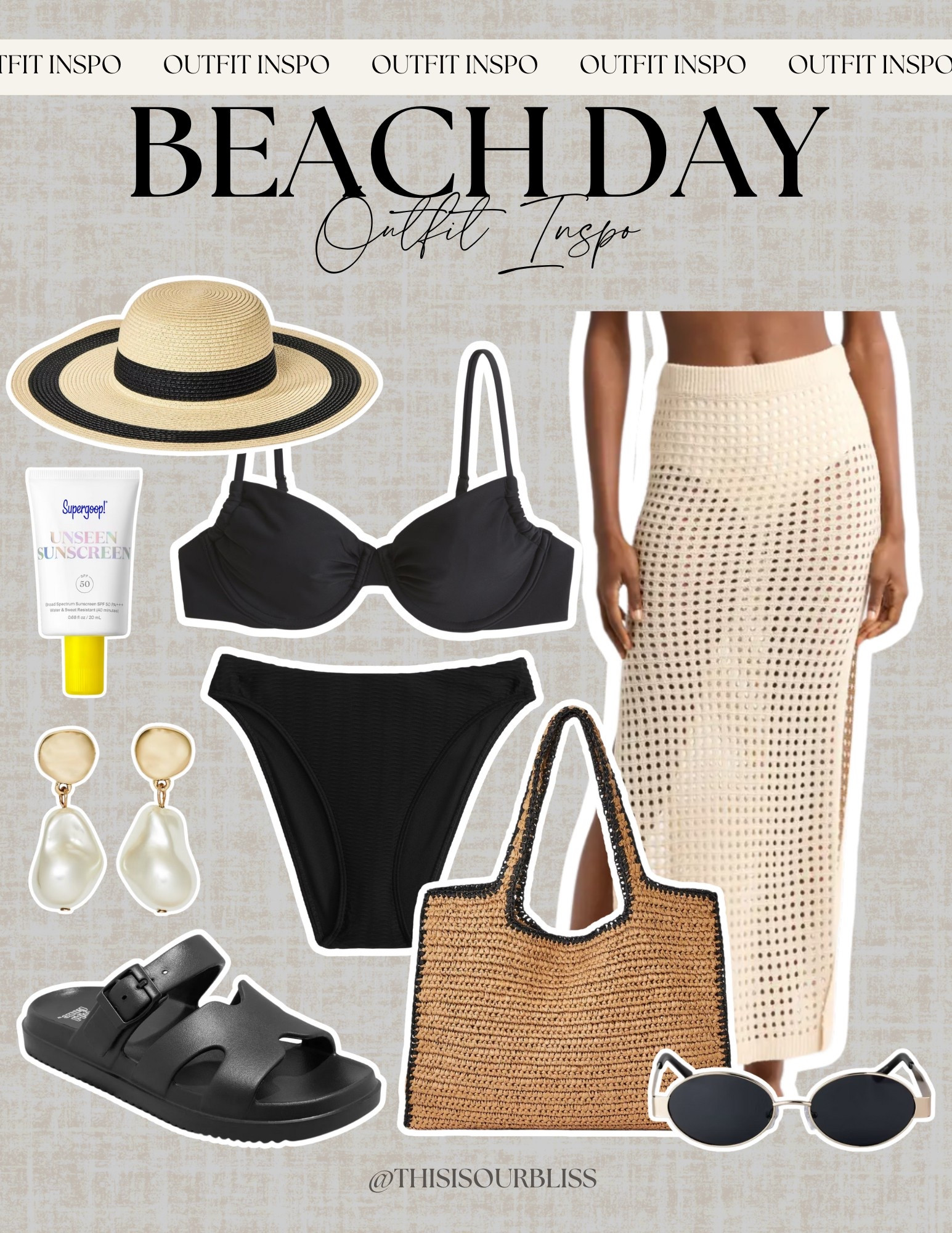 Beach day ready! This neutral and black combo is giving chic + effortless vibes. From the crochet skirt to the woven tote—everything is affordable and perfect for your next vacay! 

#LTKSwim #LTKStyleTip
