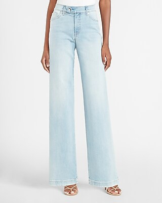 Mid Rise Side Button Tab Wide Leg Jeans | Express