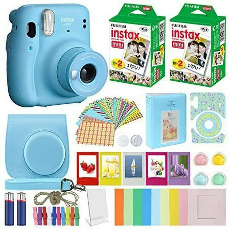 Fujifilm Instax Mini 11 Fuji Instant Film Camera Sky Blue + 40 Film Deluxe Bundle | Walmart (US)