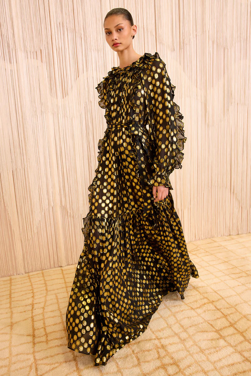 Celestina Silk Long Sleeve Gown - Obsidian | Ulla Johnson