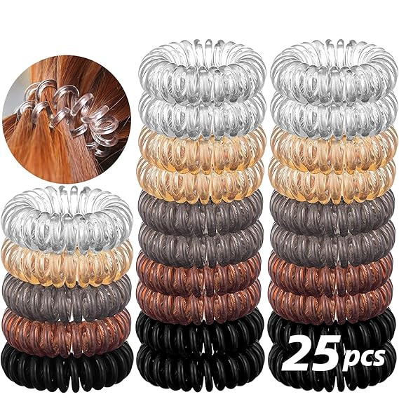 AiMiAO Spiral Hair Ties (25 Pieces), Coil Hair Ties for Thick Hair Ponytail, No Crease Hairties f... | Amazon (US)