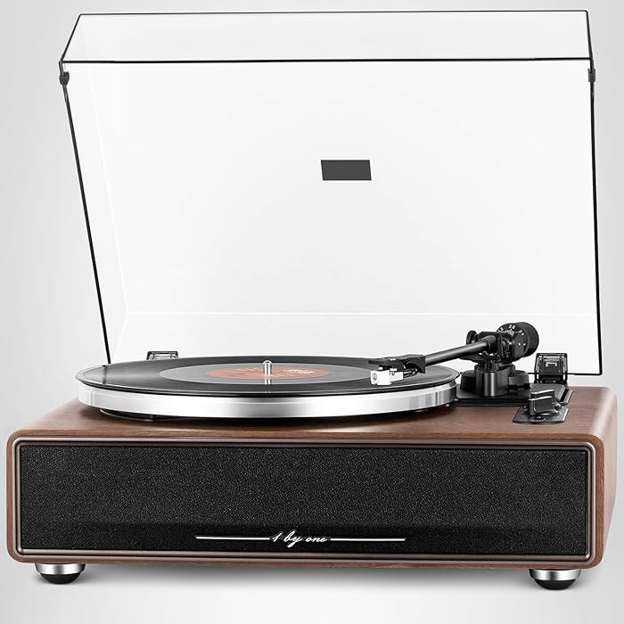 1 by ONE High Fidelity Belt Drive Turntable with Built-in Speakers, Vinyl Record Player with Magn... | Amazon (US)
