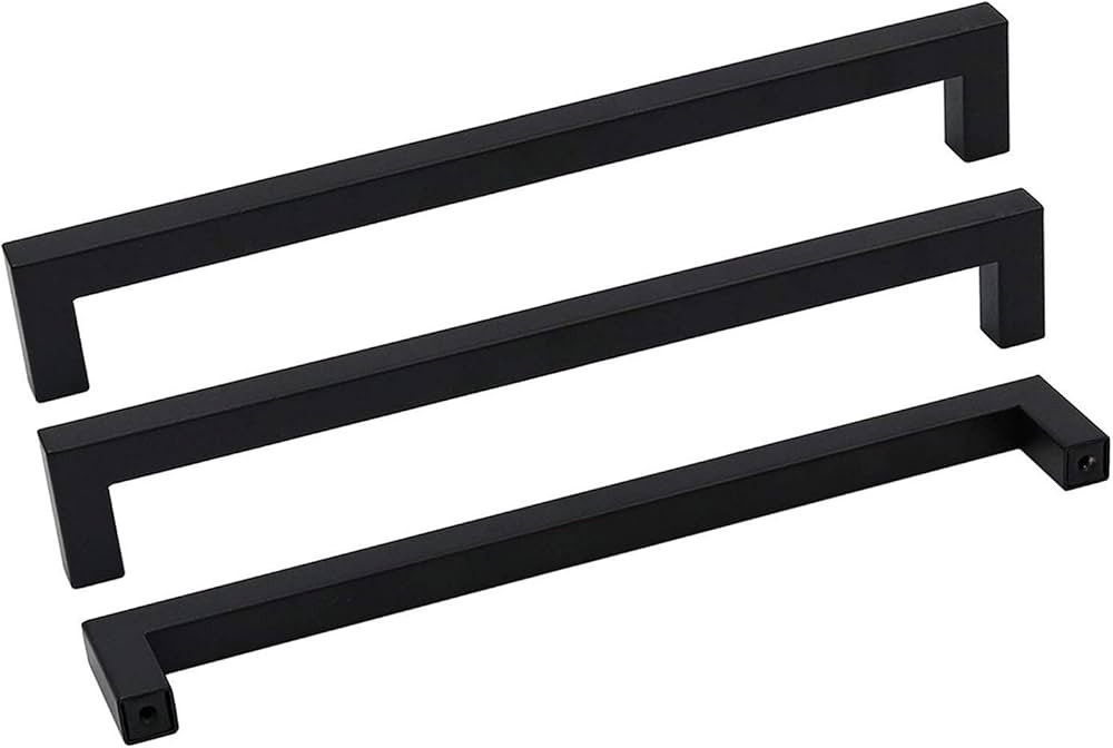 goldenwarm 1Pack 8INCH Matte Black Cabinet Pulls Kitchen Hardware, 204mm Square Bar Pulls for Cab... | Amazon (US)
