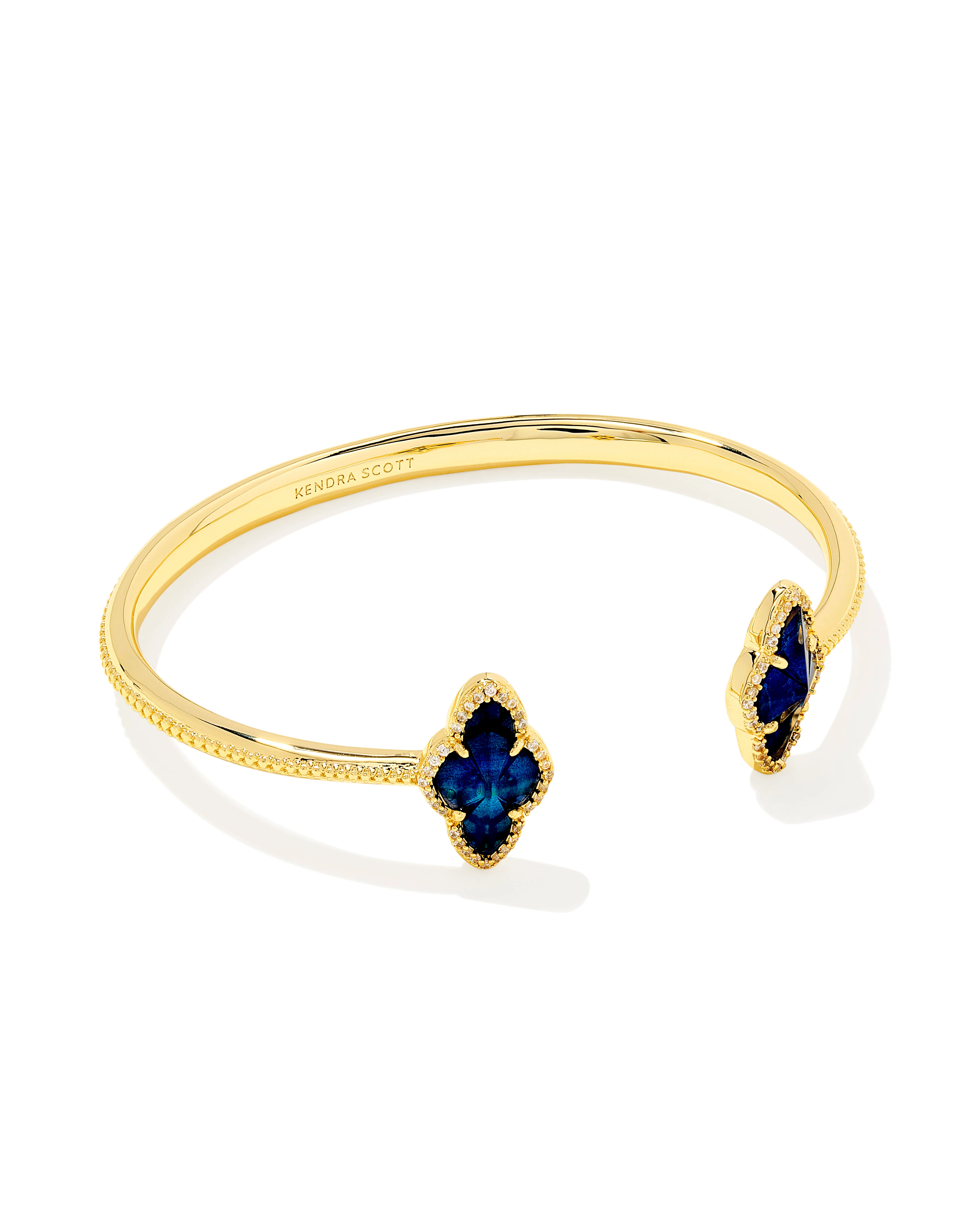 Abbie Gold Pave Frame Cuff Bracelet in Navy Abalone | Kendra Scott