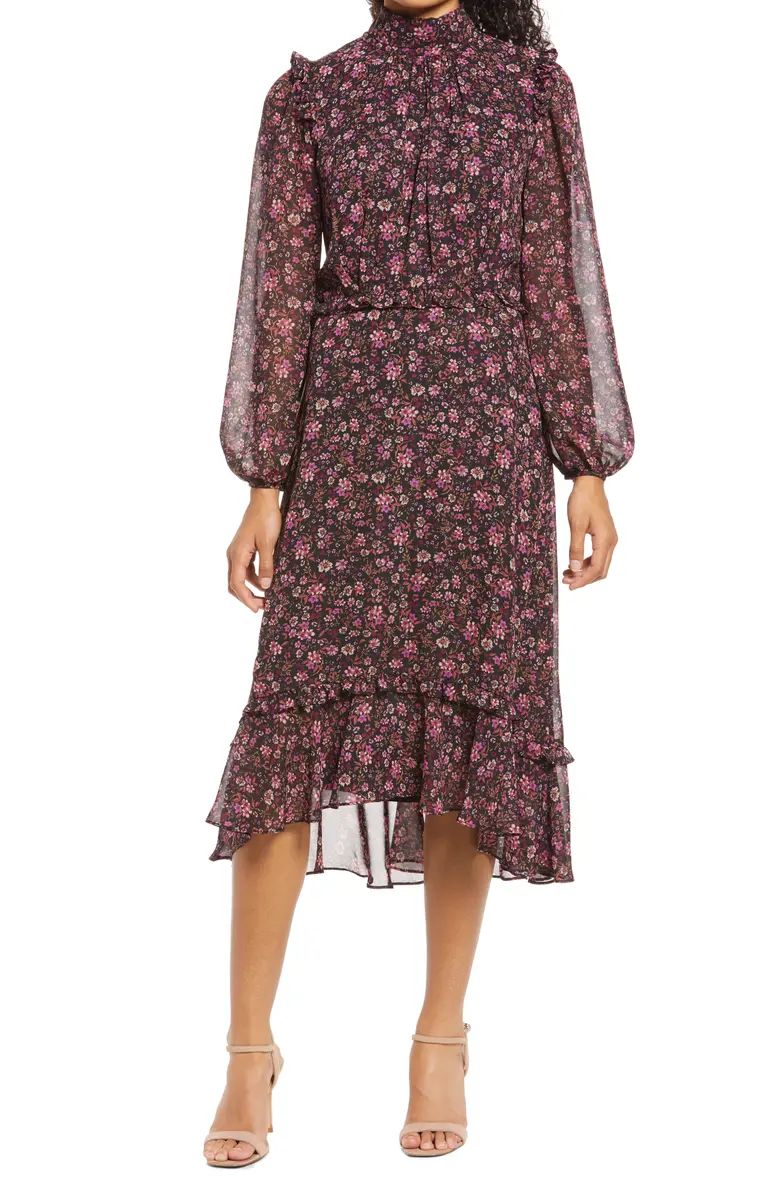 Floral Chiffon Long Sleeve Dress | Nordstrom