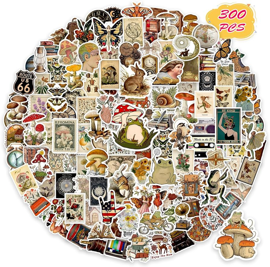BarrelTree - 300 PCS Vintage Stickers, Aesthetic Stickers for Scrapbook Journaling Water Bottles ... | Amazon (US)