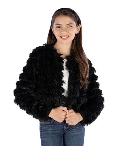 Speechless Girl's, Open Front Shaggy Jacket, Black, X-Large | Amazon (US)