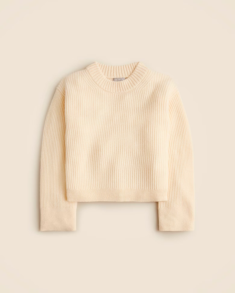 Ribbed cashmere cropped crewneck sweater | J. Crew US