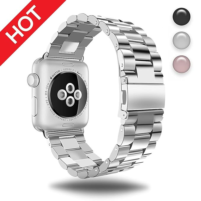 Watch Band Silver 38MM/40MM Stainless Steel Strap Wristband for Apple Watch Series4/3/2/1 All Ver... | Amazon (US)