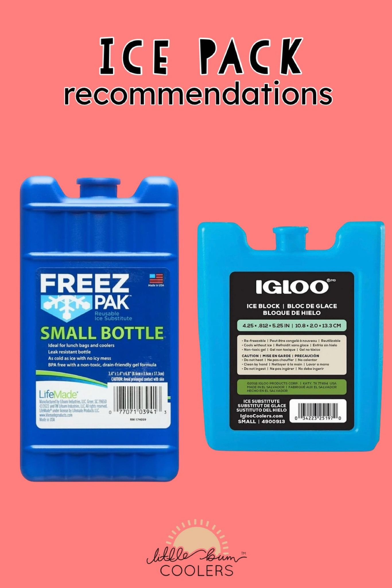 Recommended ice packs for Little Bum Coolers, Car Seat Cooler CLASSIC. 
5 ice packs are needed for each Car Seat Cooler CLASSIC  

#LTKTravel #LTKKids