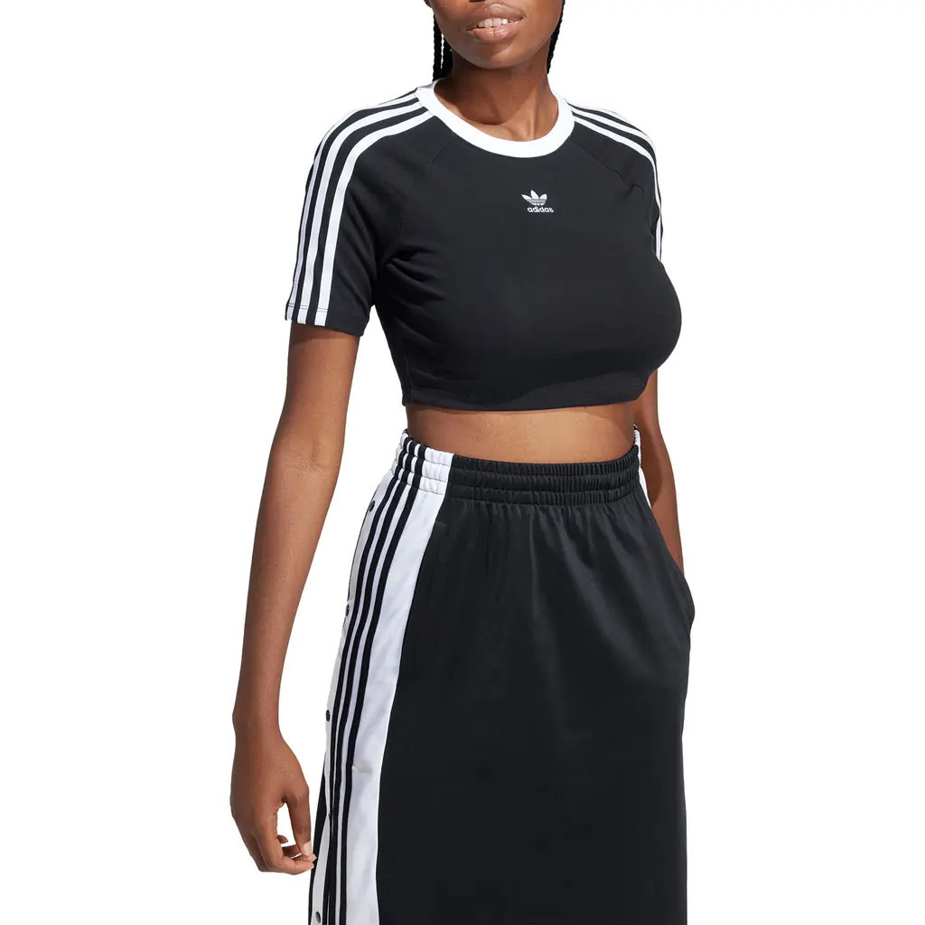 adidas Crop Baby Tee in Black at Nordstrom, Size Medium | Nordstrom