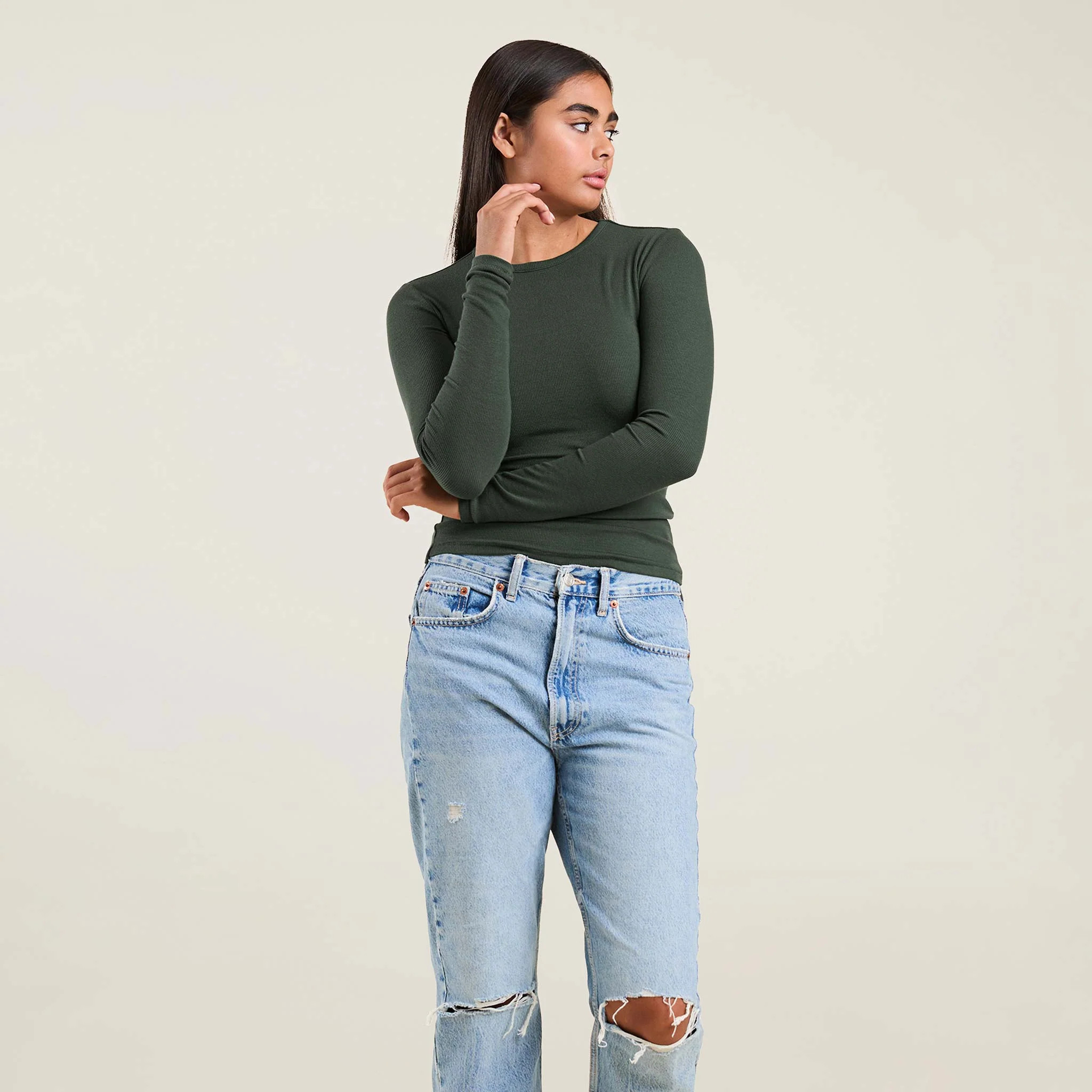 Slinky Rib Shirt | Black | nuuds