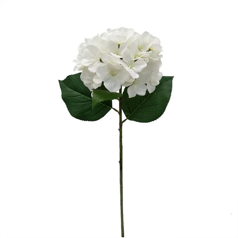 Mainstays Indoor Artificial Hydrangea Flower Stem, White Color, Assembled Height 24" - Walmart.co... | Walmart (US)