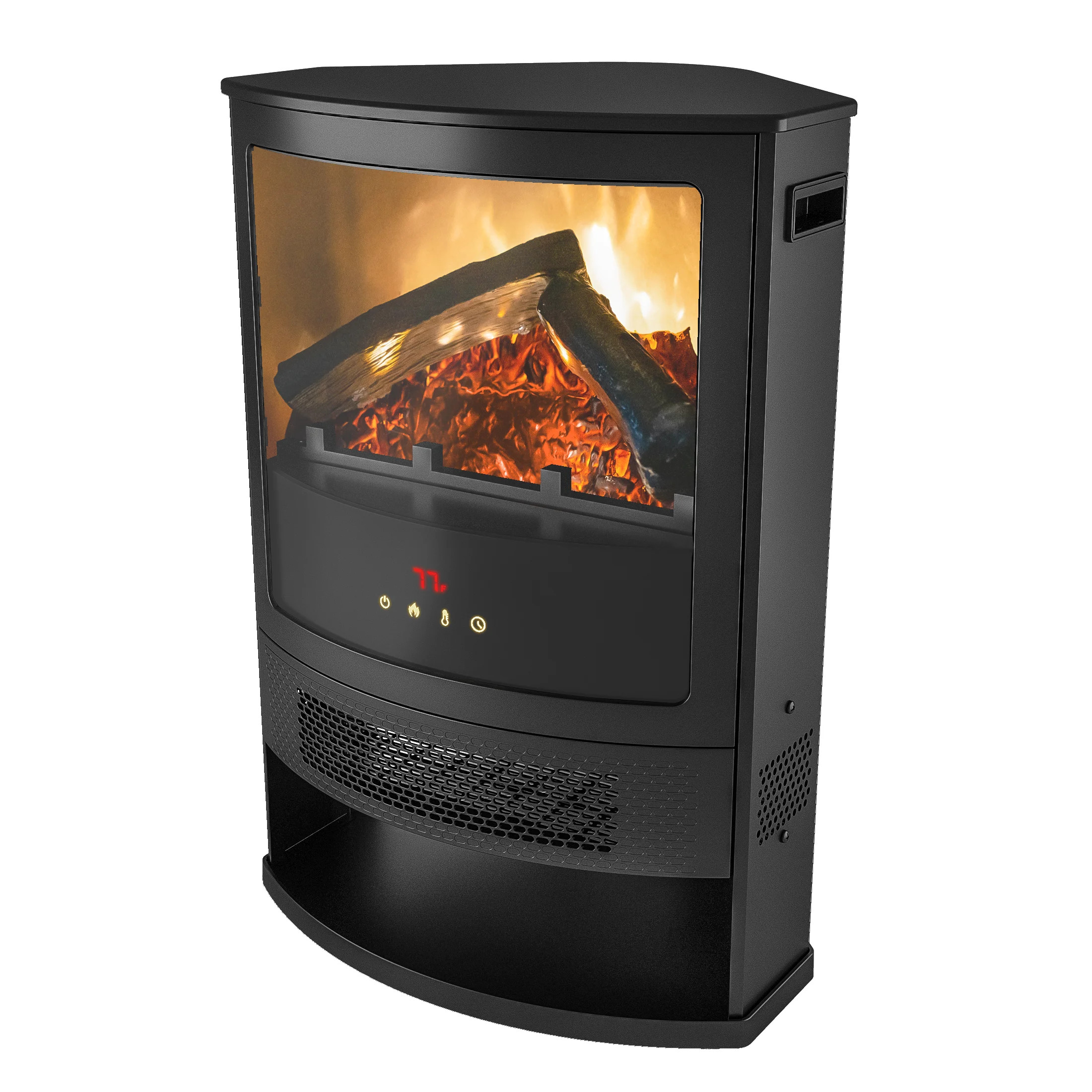 Better Homes & Gardens Rounded Corner Electric Fire Stove Heater Black with Remote - Walmart.com | Walmart (US)