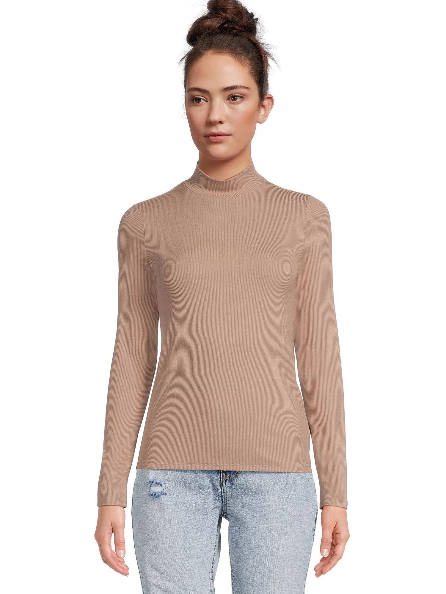 No Boundaries Women's Juniors Long Sleeve Mock Neck Top, Sizes XS-3XL - Walmart.com | Walmart (US)