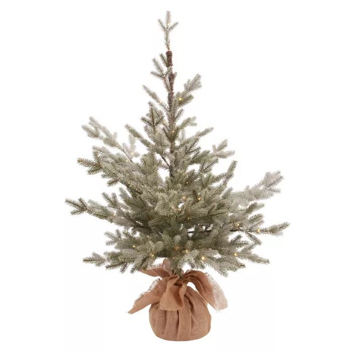 3ft Flocked Pre-lit Artificial Christmas Tree Potted Balsam Fir Warm White Dew Drop LED Lights - ... | Target