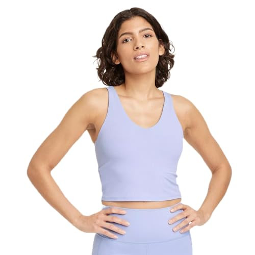 All in Motion Women's Flex Light Support Rib V-Neck Crop Sports Bra - (US, Alpha, Small, Regular, Regular, Lilac Purple) | Amazon (US)