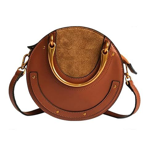 Yoome Elegant Rivet Bag Punk Purse Circular Ring Handle Handbags Cowhide Crossbody Bags For Women | Amazon (US)