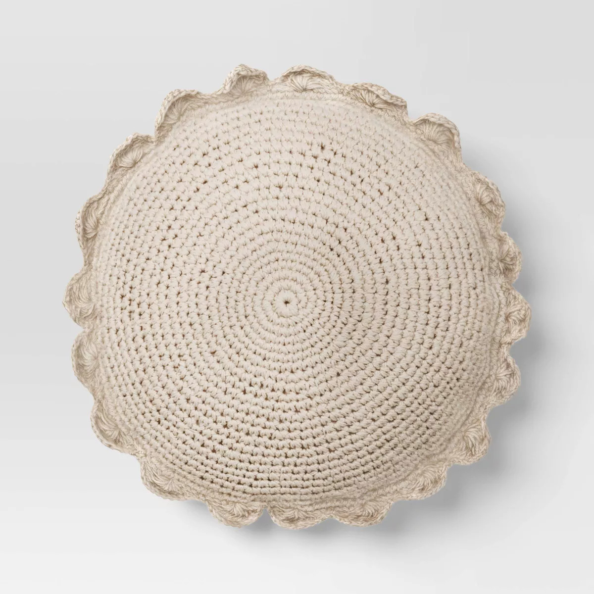 Round Crochet Polyester Throw Pillow with Scalloped Trim - Threshold™ | Target
