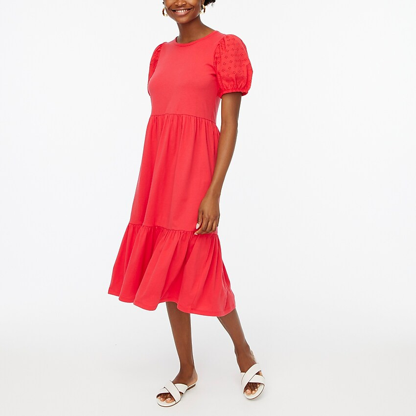 Eyelet-sleeve knit midi dress | J.Crew Factory