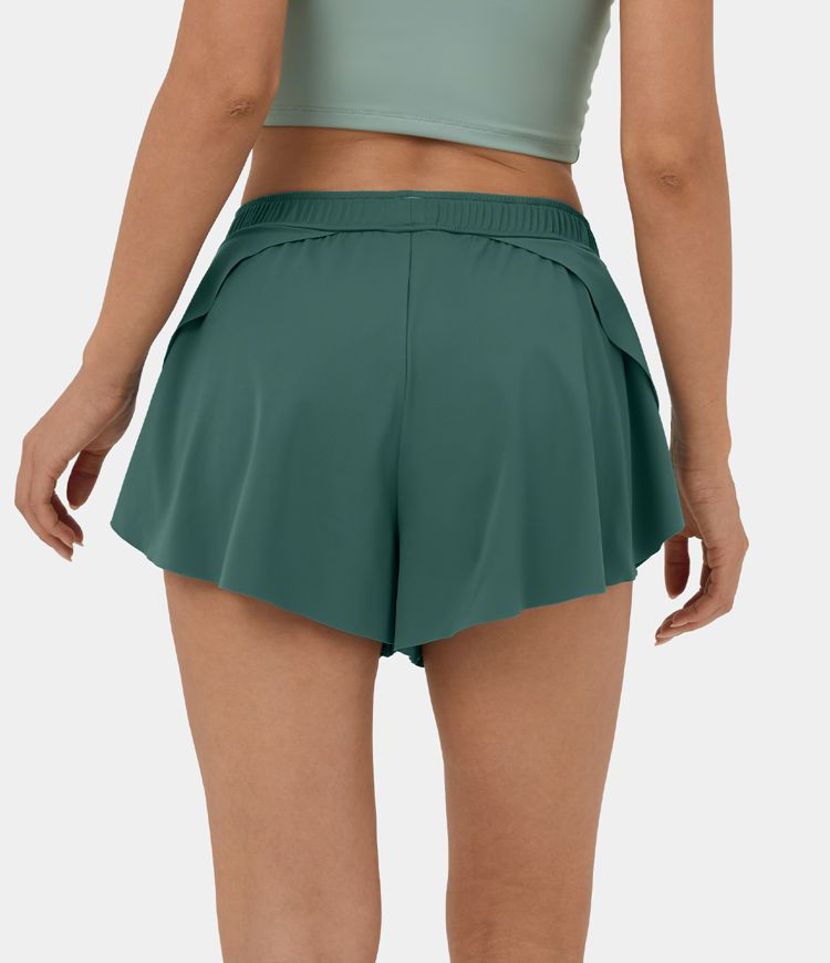 Mid Rise Side Split Curved Hem 2-in-1 Side Pocket Dance Shorts 3'' | HALARA