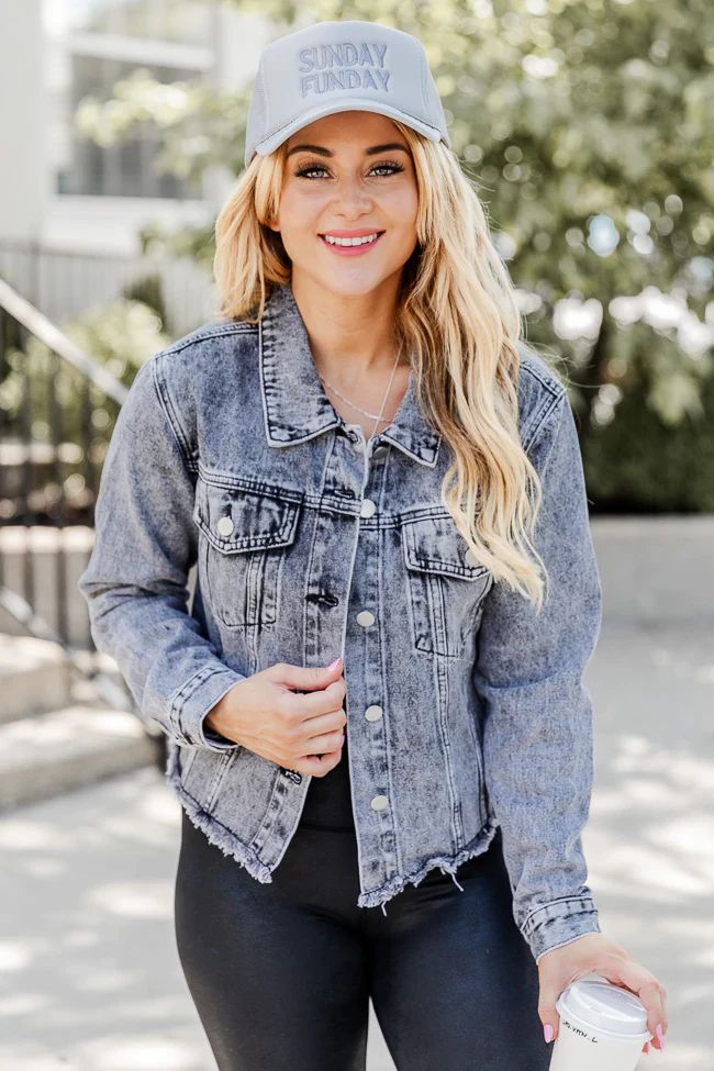 Turn The Day Around Black Acid Wash Denim Jacket | Pink Lily