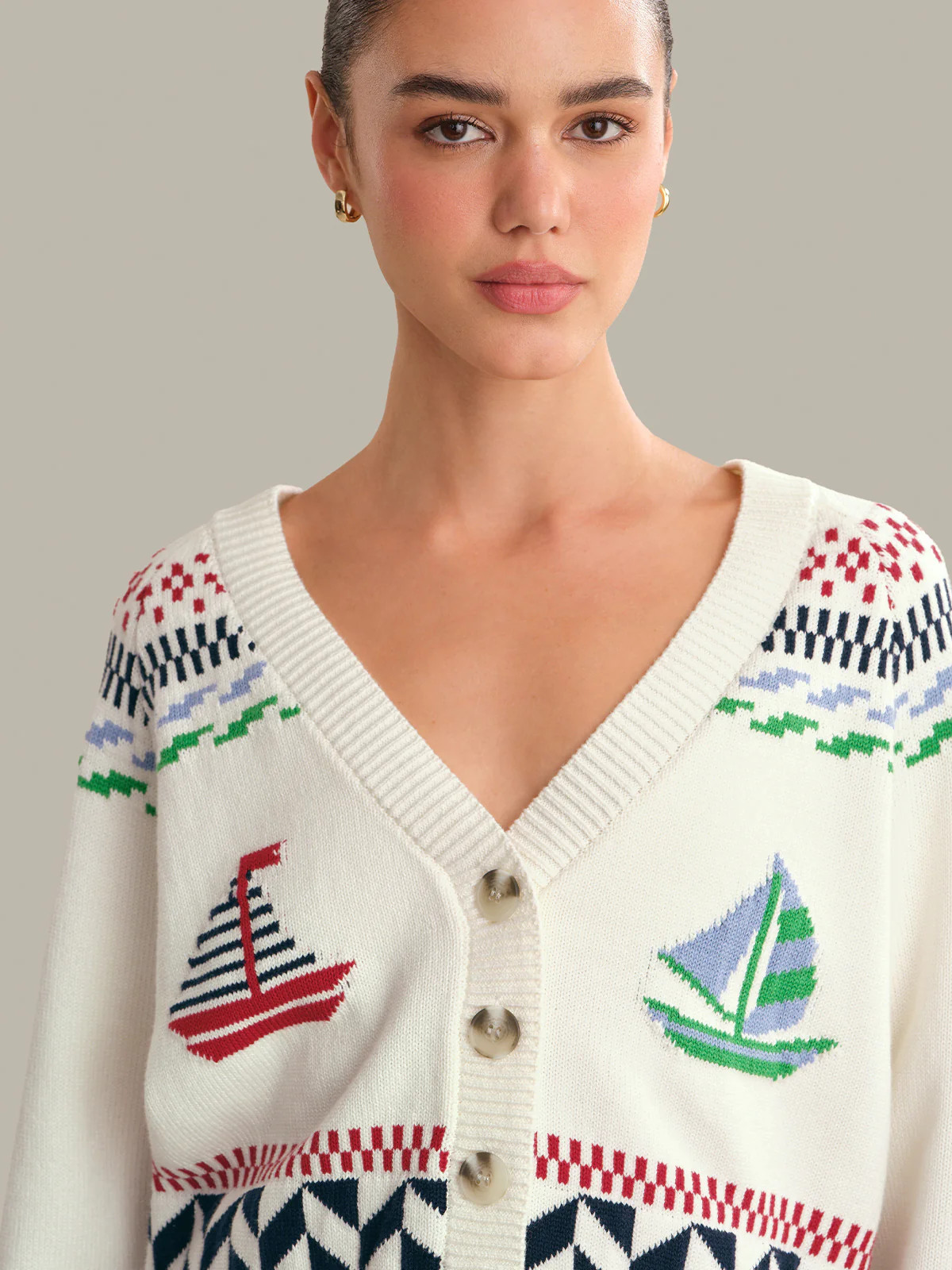 Marina Nautical Button Front Cardigan | 525 America