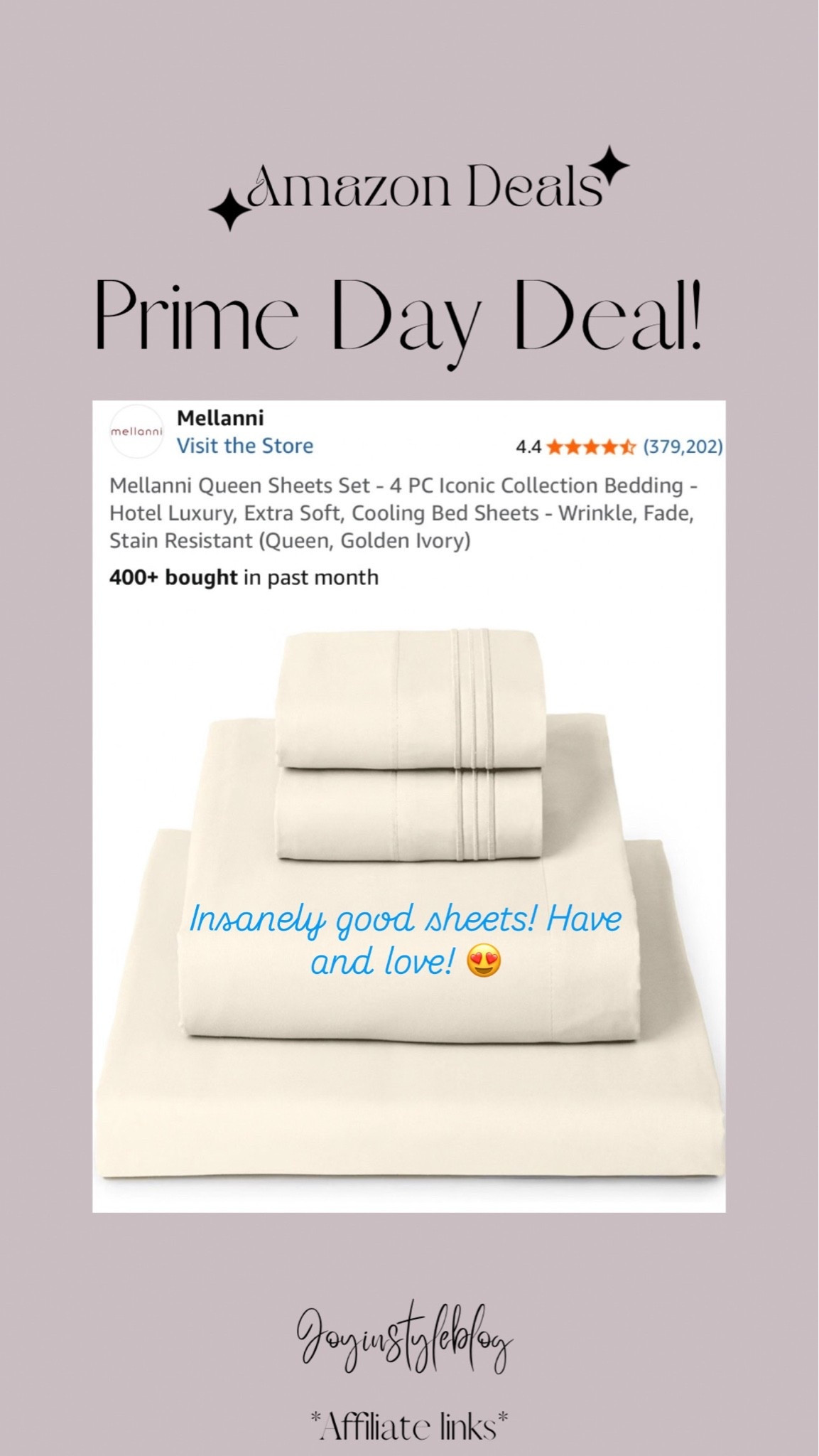 Amazon prime day deal! 

Mellanni Queen Sheets Set - 4 PC Iconic Collection Bedding - Hotel Luxury, Extra Soft, Cooling Bed Sheets - Wrinkle, Fade, Stain Resistant (Queen, Golden Ivory)

#LTKSaleAlert #LTKHome #LTKmorningroutine