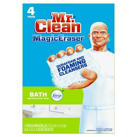 Mr. Clean Magic Eraser Bath, Cleaning Pads with Durafoam, Meadows & Rain, 4 Count | Walmart (US)