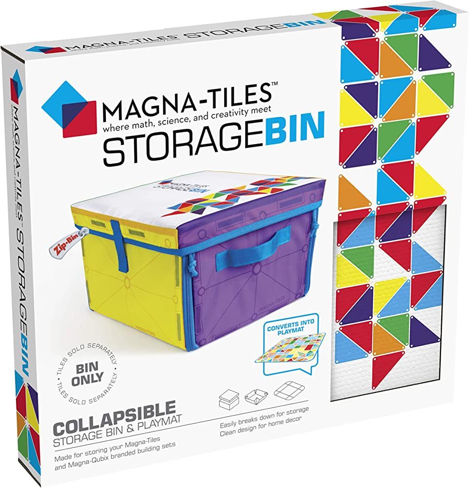 Magna Tiles Storage Bin & Interactive Play-Mat, Collapsible Storage Bin with Handles for Playroom... | Amazon (US)