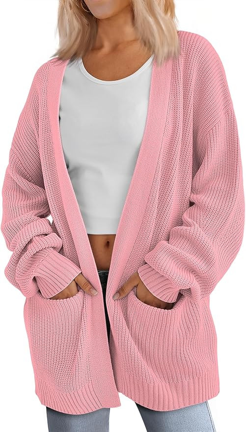 LILLUSORY Womens Oversized Cardigans Soft Knit Cardigan Sweater with Pockets | Amazon (US)