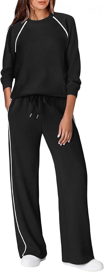 Ekoauer Lounge Sets for Women 2 Piece Sets Matching Wide Leg Pants Outfits | Amazon (US)