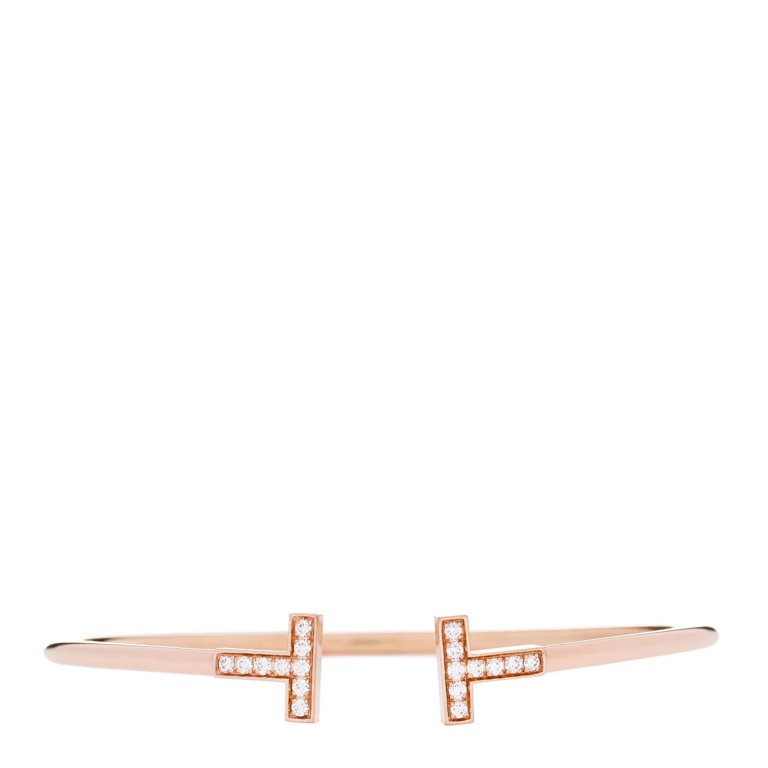 18K Rose Gold Diamond T Wire Bracelet | FASHIONPHILE (US)
