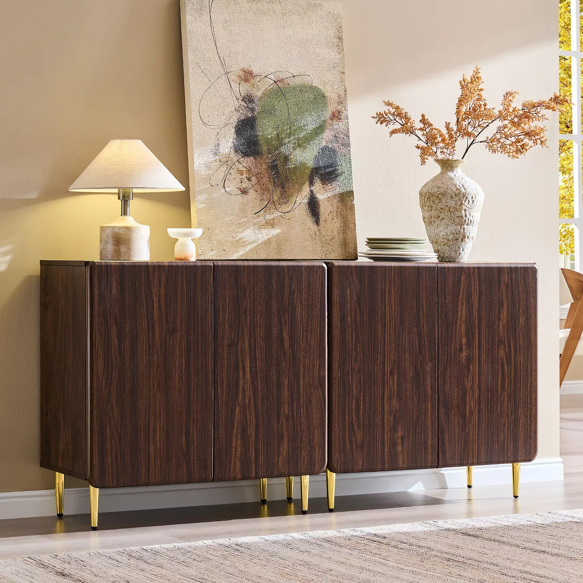 Sideboard Buffet Cabinet with Storage, 61.8" Buffet Cabinet with Adjustable Shelves, Wood Coffee ... | Target