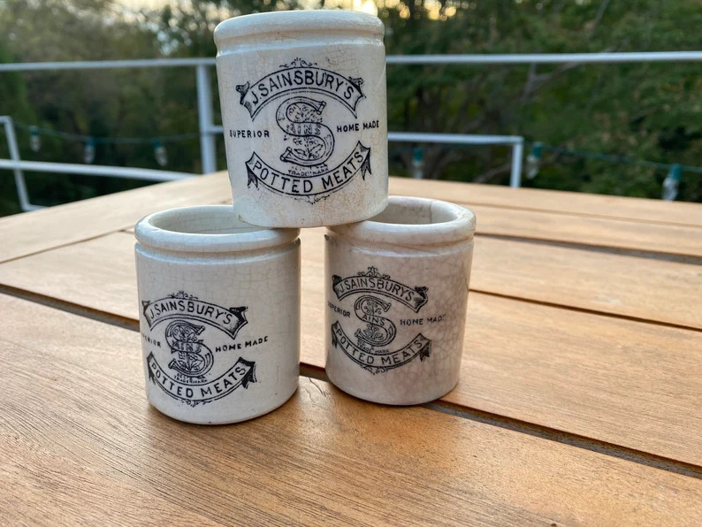 Antique Sainsbury's Potted Meat Crock- English Advertising Ware (3 available) | Etsy (US)