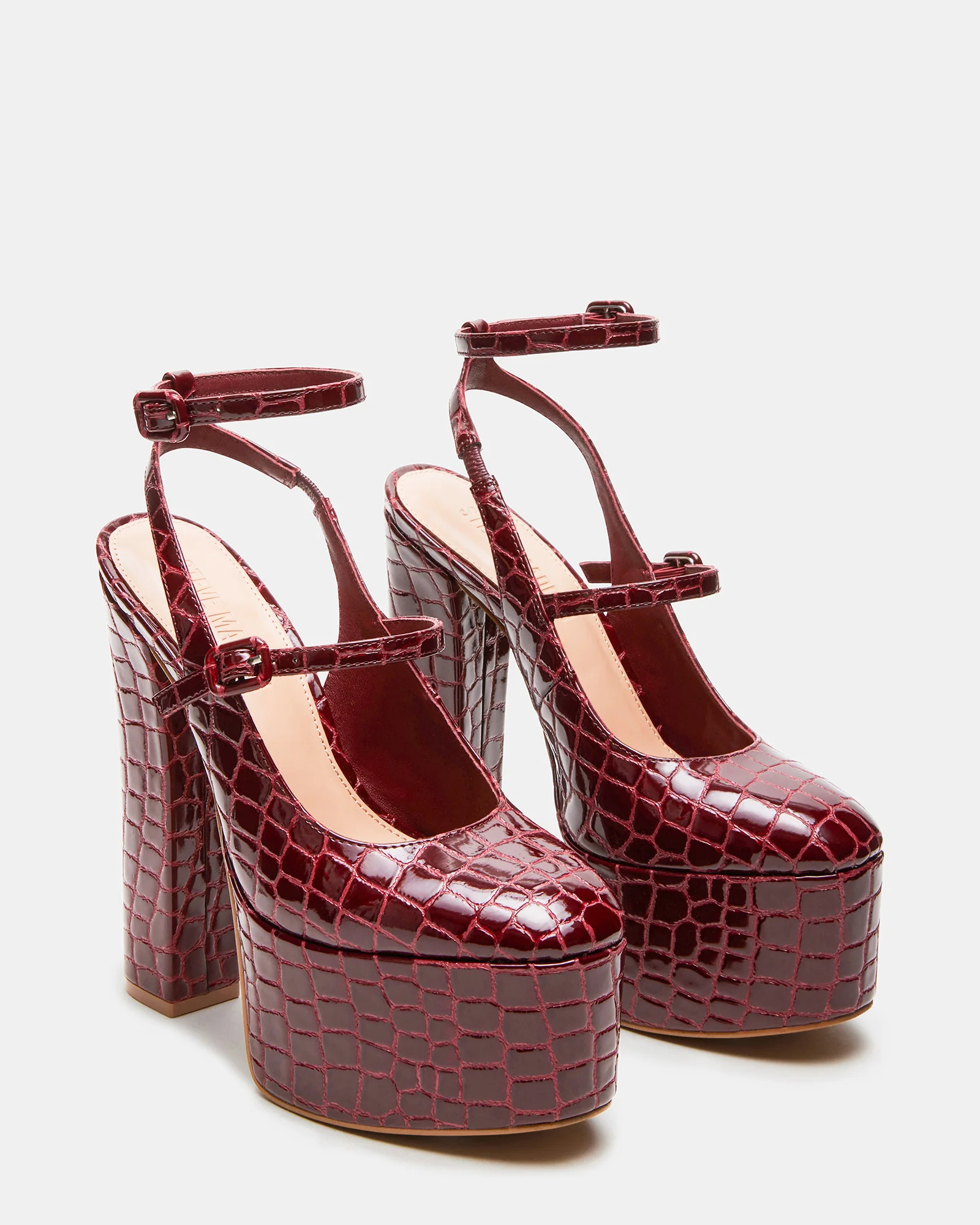 SCOTLYN Red Crocodile Women's Platform Block Heel | Steve Madden (US)