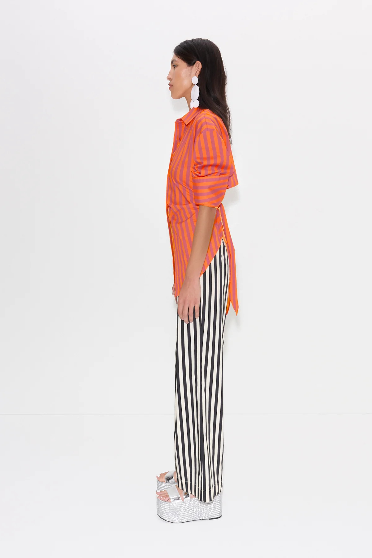 Pia Poplin Pant in Black/White Stripe | SIMONMILLER | Simon Miller