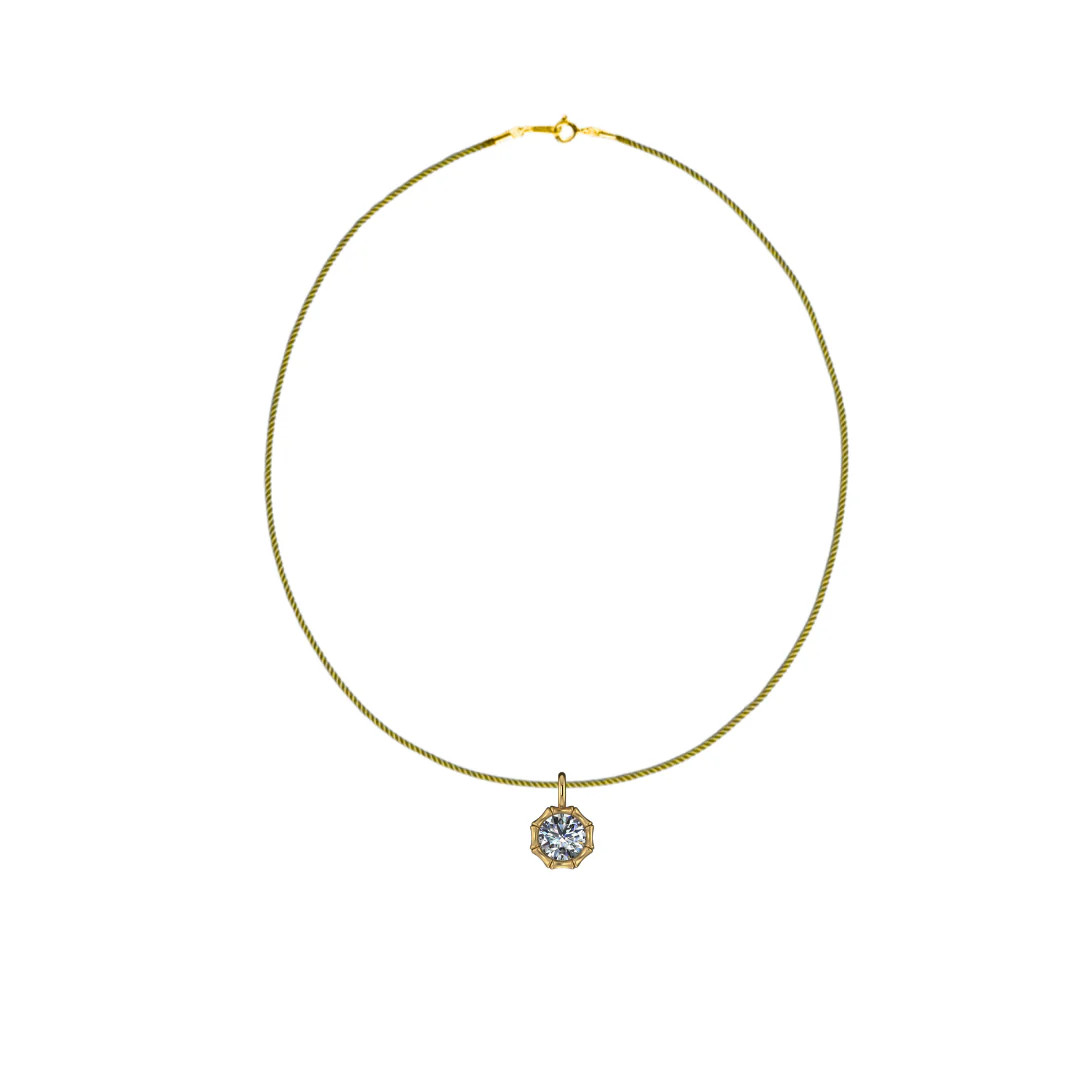 Bamboo Bezel Diamond Pendant | Henri Noel Fine Jewelry