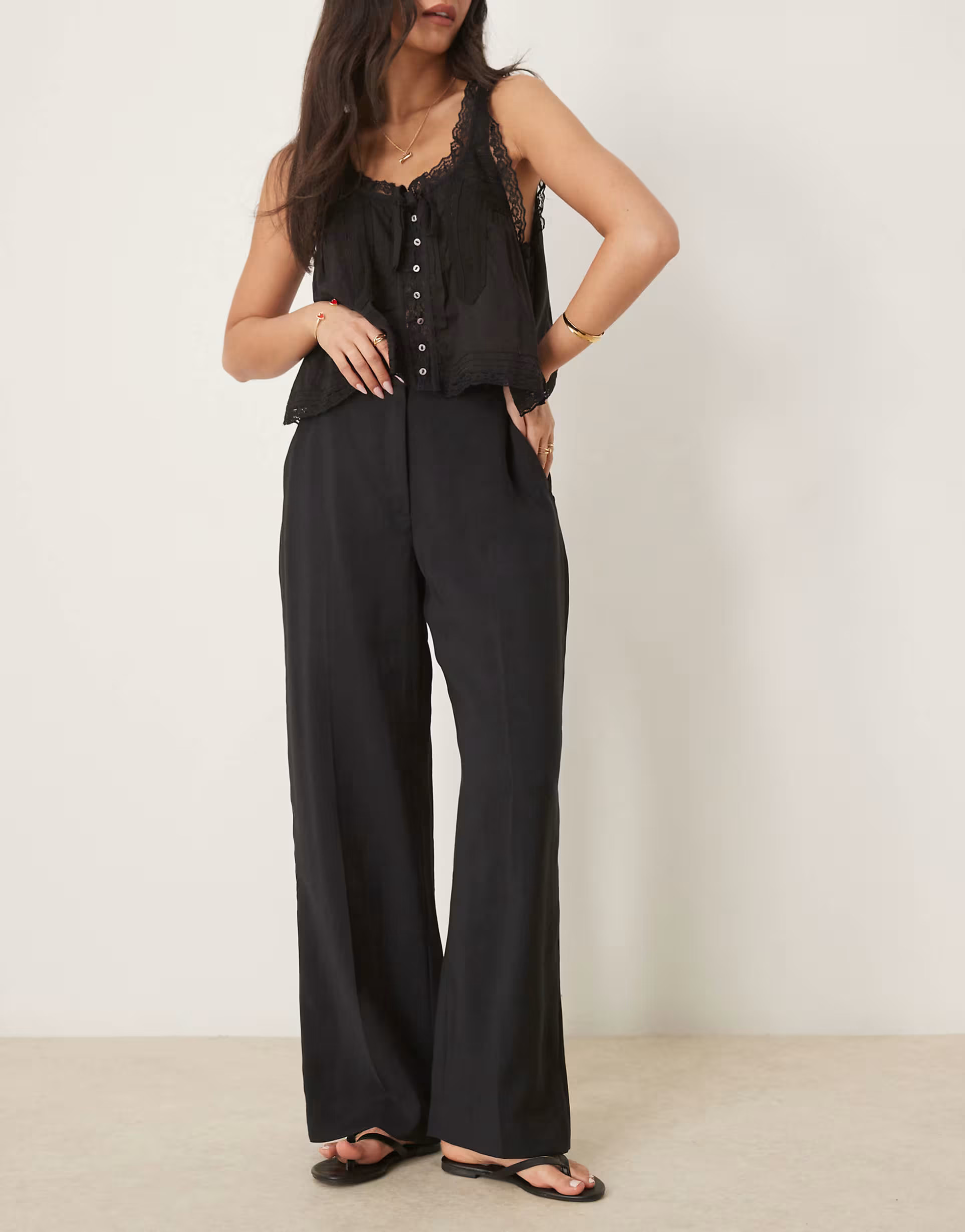 Abercrombie & Fitch high rise wide leg trousers in black | ASOS (Global)