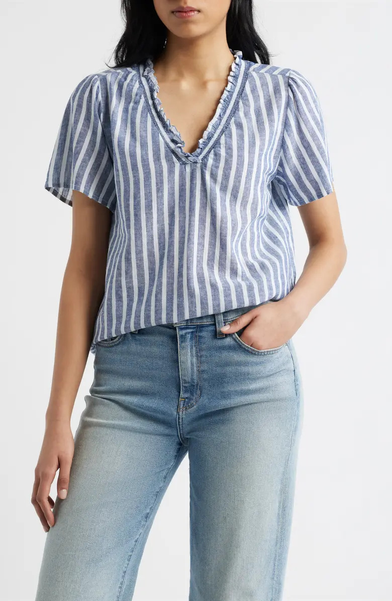 Bree Ruffle Linen & Cotton Top | Nordstrom