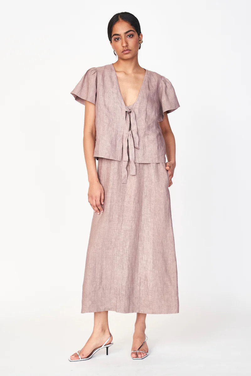 Tropez Top in Mushroom Linen | MIRTH