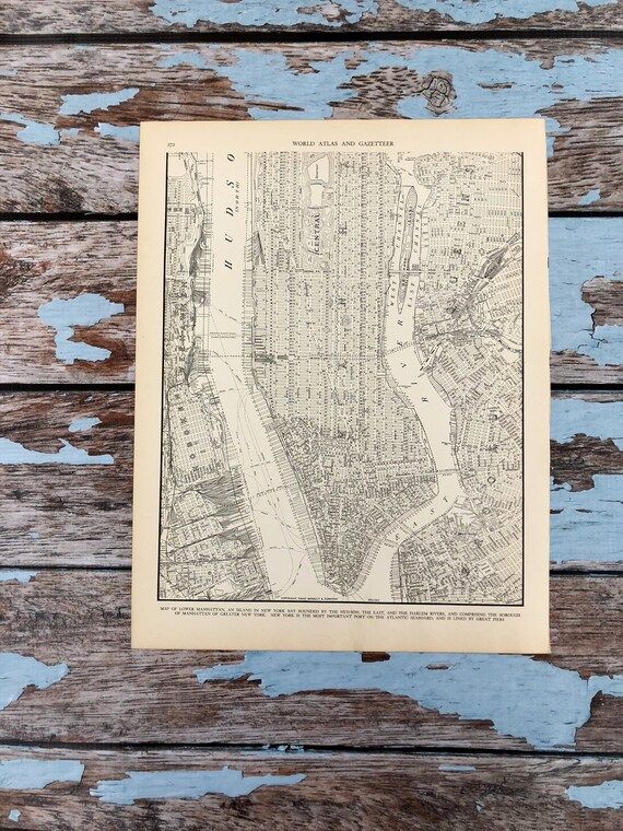 Antique Map of Lower Manhattan. New York City Map. NYC 1937 | Etsy | Etsy (US)
