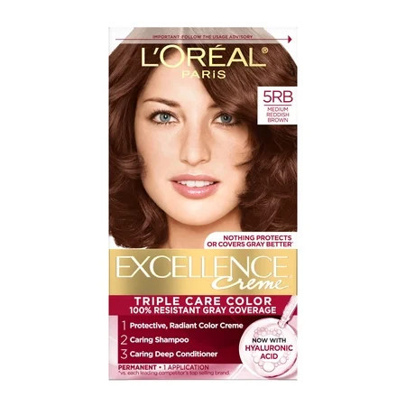 L'Oreal Paris Excellence Creme Permanent Hair Color, 5RB Medium Reddish Brown | Walmart (US)