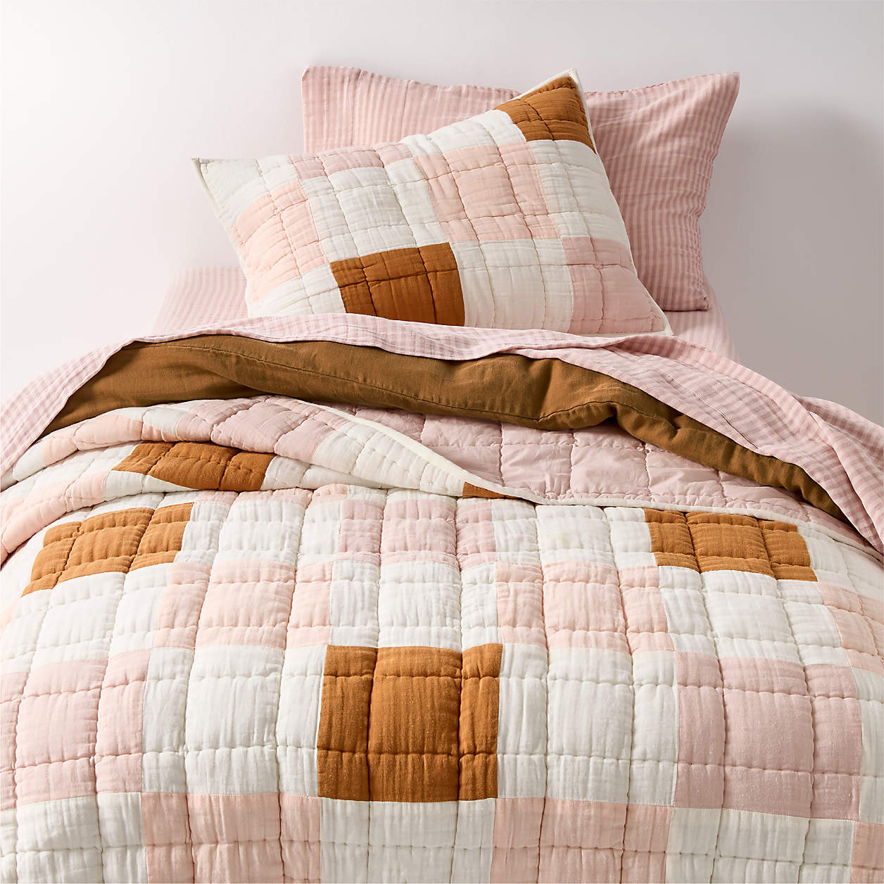 Supersoft Cool Toned Upcycled Gauze Kids Twin Quilt + Reviews | Crate & Kids | Crate & Barrel