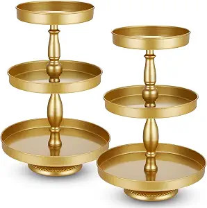 2 Pcs 3 Tier Cupcake Stand Holder, Round Cupcake Stand Serving Tray, Metal Tiered Tray Pastry Des... | Amazon (US)