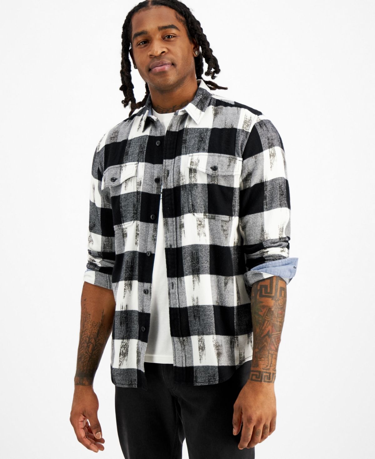 Sun + Stone Men's Maverick Plaid Flannel Shirt, Created for Macy's | Macys (US)